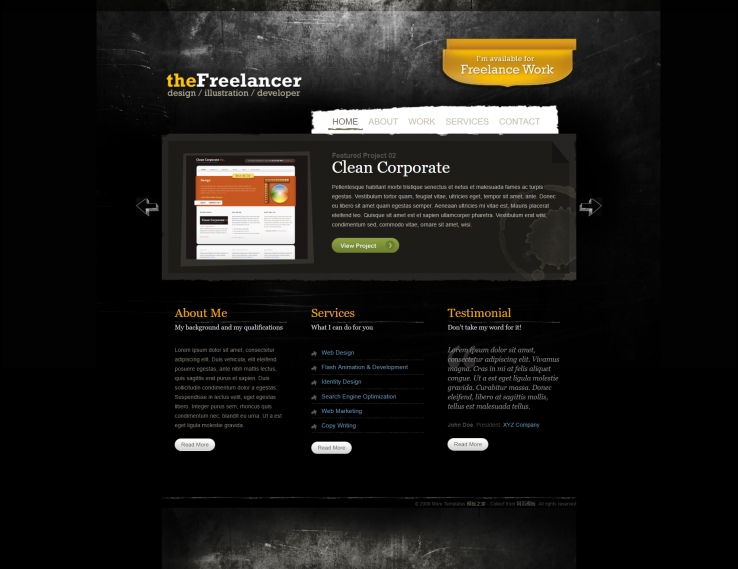 门户站 黑色鼠绘复古的设计工作室网站模板下载  免费下载代码演示