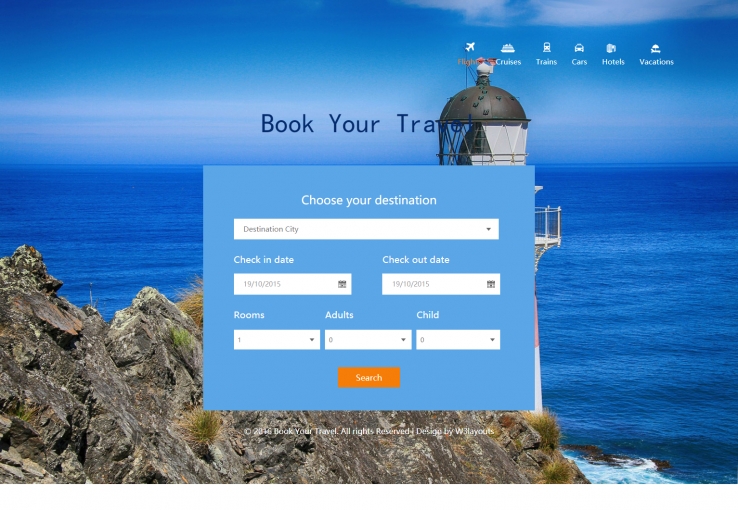 蓝色简洁风格的旅行预订整站网站源码下载